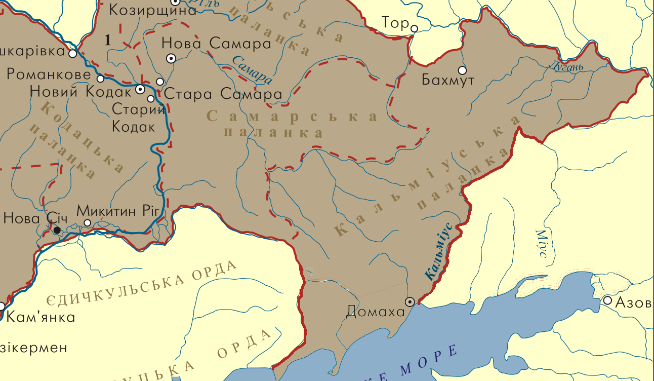 Карта Кальмиусская паланка